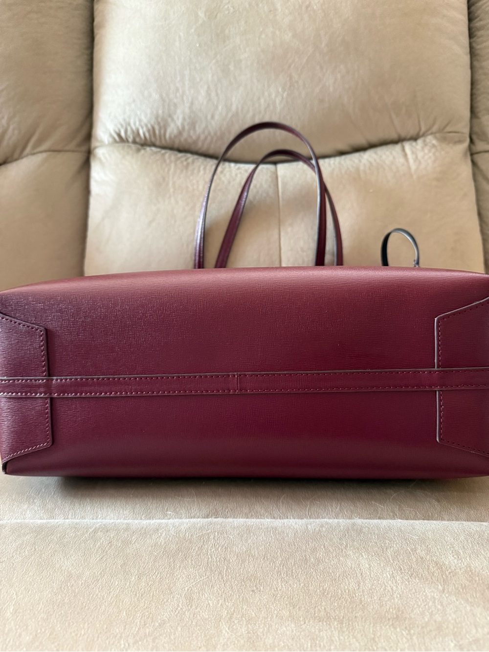 kate spade Burgundy Leather Tote with Leopard Print Wristlet - Picture 6 of 15